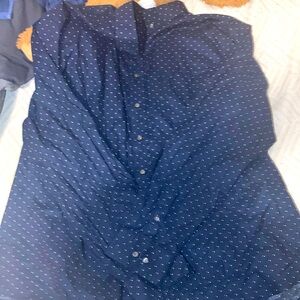 Dotted navy blue button up